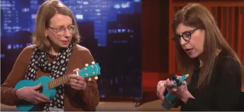  ??  ?? Patricia Marx and Roz Chast “started as the Daily Ukuleles,” Marx explains, discussing the musical side of their humor. “Then we became the Weekly Ukuleles, then the Monthly Ukuleles and then the Never Ukuleles.”