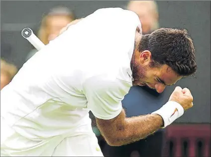  ?? FOTO: GETTY ?? Juan Martín Del Potro, liberando toda la tensión acumulada tras rubricar su victoria en octavos frente al francés Gilles Simon