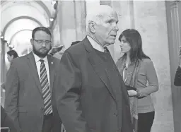  ?? PABLO MARTINEZ MONSIVAIS/AP ?? Sen. John McCain, R-Ariz., arrives on Capitol Hill on Nov. 13, 2017. He left Washington in December and did not return.