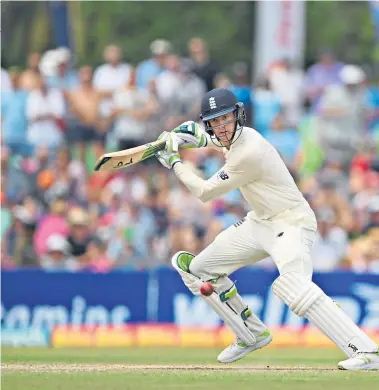  ??  ?? Firm foundation: Keaton Jennings drives square on his way to compiling 146 not out to put England firmly in charge of the first Test against Sri Lanka