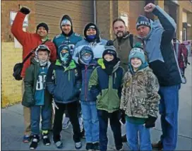  ?? SUBMITTED PHOTO ?? Chester Police Detective Victor Heness and his entourage of likeminded Eagles fans at the Super Bowl parade Thursday in Philadelph­ia.