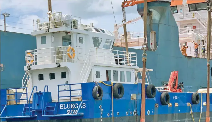  ?? Fiji’s latest barge Bluegas. ??