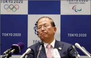  ?? The Associated Press ?? IRONING OUT THE DETAILS: Tokyo 2020 Organizing Committee CEO Toshiro Muto attends a March 30 news conference after a Tokyo 2020 Executive Board Meeting in Tokyo. Almost two months after the Tokyo Olympics were postponed until next year, CEO Toshiro Muto said Friday he still could not give an estimate of how much the delay will cost.