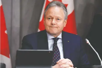  ?? JUSTIN TANG/THE CANADIAN PRESS ?? Stephen Poloz, Bank of Canada governor, has indicated that negative rates are in the recession-fighting tool kit, but he has been clear that he sees the gambit as a desperatio­n move.