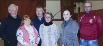  ??  ?? The Tinahely Hall Developmen­t Committee (from left): Fr Gahan, Dolores Whelan, John Healy, Rosemary Kelly, Sandra Barnes and Philip Hamilton.