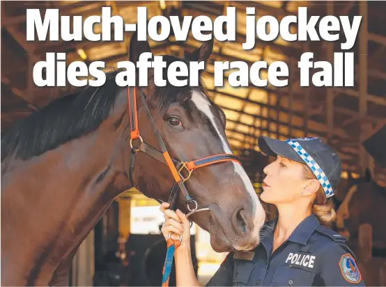  ??  ?? Jockey and police constable Melanie Tyndall pictured a few weeks ago at the Fannie Bay stables
