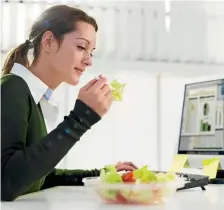  ??  ?? Sitting down at your desk while eating lunch is not to be recommende­d.