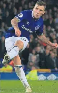  ??  ?? On target: Lucas Digne fires home Everton’s late equaliser