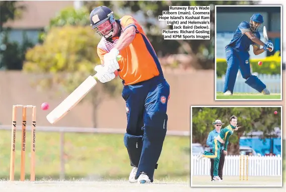  ?? Pictures: Richard Gosling and KPM Sports Images ?? Runaway Bay’s Wade Kilborn (main), Coomera Hope Island’s Kushaal Ram (right) and Helenvale’s Jack Baird (below).