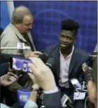  ?? CHARLES REX ARBOGAST — THE ASSOCIATED PRESS ?? Mo Bamba speaks with the media at the NBA draft combine on Thursday in Chicago.