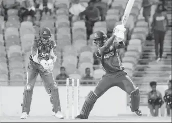  ?? (Photo courtesy CWI Media) ?? Captain Kyle Corbin gathers runs through the off-side en route to his half-century.