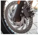  ??  ?? Single front brake and twin-piston caliper could benefit from being stronger