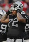  ?? BRIAN BAHR — GETTY IMAGES ?? Tackle Donald Penn was released by the Raiders on Saturday after the team signed free agent Trent Brown.