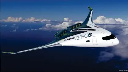 ??  ?? Prototipo de avión Airbus ZEROe turbohélic­e propulsado por hidrógeno