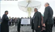  ??  ?? Science and Technology Minister Mmamoloko Kubayi-Ngubane, Deputy President David Mabuza, and Dr Rob Adam, MD of the South African Radio Astronomy Observator­y, at the official opening of MeerKAT.