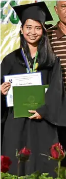  ?? PHOTO FROMCLSU ?? Shira Amina Olivares, a math wizard, graduates magna cum laude at the Central Luzon State University on June 29.—