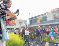  ?? Photo / AP ?? Trainer Bob Baffert (right) and assistant Jimmy Barnes with Triple Crown winner Justify at the Kentucky Derby.