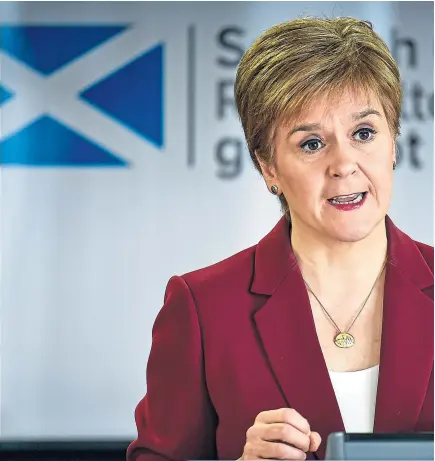  ??  ?? First Minister Nicola Sturgeon speaking during a coronaviru­s briefing held at St Andrews House in Edinburgh.