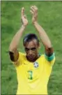  ?? ANTONIO CALANNI — THE ASSOCIATED PRESS ?? Brazil’s Miranda waves after winning 2-0 during the Group E match between Serbia and Brazil, at the World Cup in the Spartak Stadium in Moscow, Russia, Wednesday.