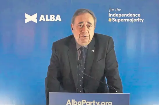  ??  ?? PUZZLING STRATEGY: Jim Crumley cannot wholly understand Alex Salmond’s motives for establishi­ng his Alba Party.