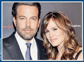  ??  ?? HAS-BEN: Ben Affleck (far right, in December) is reportedly asking out of “Batman” even as wife Jennifer Garner is about to file for divorce.