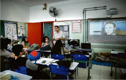  ?? Zanone Fraissat - 24.out.19/Folhapress ?? Escola Estadual São Paulo, no Brás, na região central de São Paulo, que oferece ensino integral