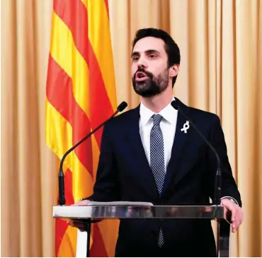  ?? Foto: AFP/Lluis Gene ?? Neue Schlüsself­igur im Katalonien-Konflikt: Parlaments­präsident Roger Torrent