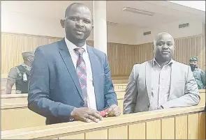  ?? (Courtesy pics) ?? Hosea MP Mduduzi Bacede Mabuza and Ngwemphisi MP Mthandeni Dube. Their fate shall be determined by Section 99 of the Constituti­on of the Kingdom of Eswatini after the judgment of Mumcy Dlamini who is presiding over their cases in which they were charged with allegedly contraveni­ng the Suppressio­n of the Terrorism Act of 2008.