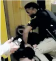  ?? KATC-TV VIA THE ASSOCIATED PRESS ?? In this Monday, Jan. 8, image made from a video provided by KATCTV middle-school English teacher Deyshia Hargrave is handcuffed by a city marshal after complying with a marshal’s orders to leave a Vermilion Parish School Board meeting in Abbeville,...