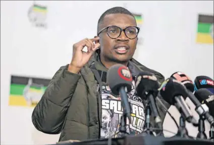  ?? Photo: Papi Morake/gallo Images ?? Making a point: ANC Youth League leader Collen Malatji once again said the Nasi Ispani jobs initiative in Gauteng should be open to everyone.