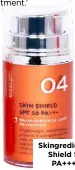  ??  ?? Skingredie­nts Skin Shield SPF50 PA+++, £39 This peach-tinted zinc oxide sunscreen contains niacinamid­e and vitamin E.