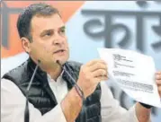  ?? SONU MEHTA/HT PHOTO ?? Congress chief Rahul Gandhi addressed a special press conference on Rafale deal issue in New Delhi on Tuesday.