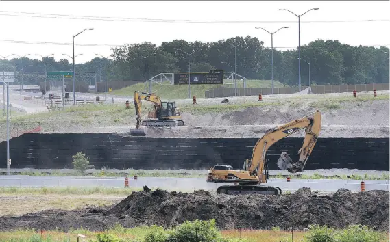  ?? DAN JANISSE ?? Work was underway Thursday along the Ojibway Parkway, where an overpass will be built connecting the Herb Gray Parkway to the Gordie Howe Internatio­nal Bridge.