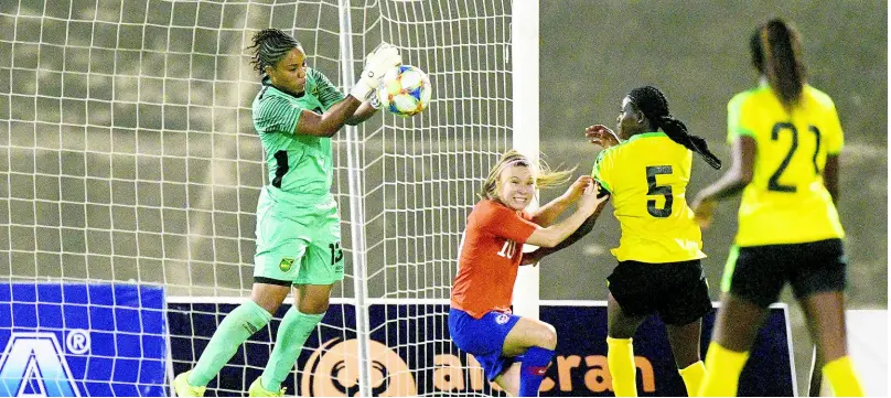  ?? FILE ?? Goalkeeper Nicole McClure of Jamaica in action against Chile in a Women’s friendly internatio­nal match played at the National Stadium on Thursday, February 28, 2019.