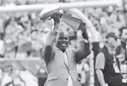  ?? John Leyba, The Denver Post ?? Terrell Davis, a former Broncos star who will be inducted into the Pro Football Hall of Fame on Aug. 5, played only seven years in the NFL; his career cut short by injury. “Seven, eight years is a pretty long time to play,” he says.