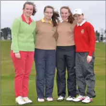  ??  ?? Sacred Heart’s own team of pupils - (l to r) Bronagh James, Carenza Rock, Ellen Cooney and Aine McMahon - who were first to tee off in the Golf Classic organised to raise funds for the school.