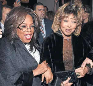  ?? ?? Singer Tina Turner, right, with Oprah Winfrey back in 2019.