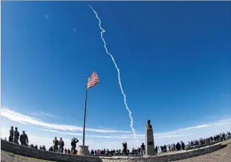  ?? Gene Blevins Zuma Press ?? THE FLIGHT TEST of a Ground-based Midcourse Defense system intercepto­r Jan. 28 was called a success by the Missile Defense Agency, despite an equipment malfunctio­n during the exercise.