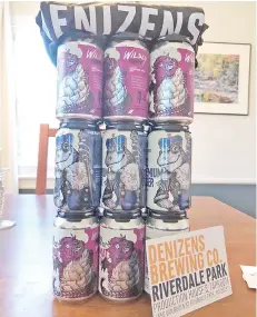  ?? Photo by John Taylor — ?? A selection of cans and merchandis­e delivered from Denizens Brewing.