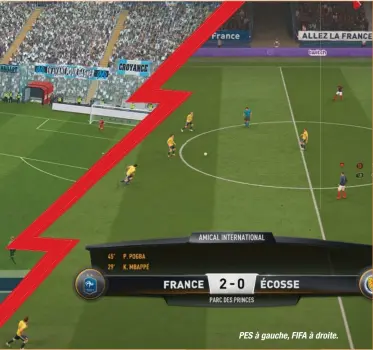  ??  ?? PES à gauche, FIFA à droite.