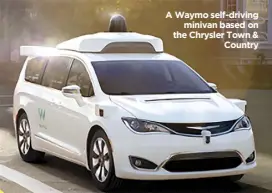  ??  ?? A Waymo self-driving minivan based on the Chrysler Town &amp; Country