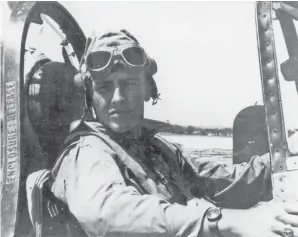  ??  ?? Lt. Dewey Durnford was one of the top aces in VMF-323 with 6.3 kills. He took on many Japanese suicide, or kamikaze aircraft that were attacking Allied Fleets off Okinawa. Many aces got most of their kills during this period. (Photo courtesy Dewey Durnford)