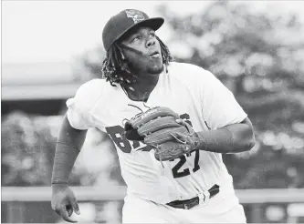  ?? JEFFREY T. BARNES THE ASSOCIATED PRESS ?? There’s one rookie slugger everyone wants to see at Blue Jays spring training this year, even though no one expects him to crack the opening day lineup. Still, it won’t be long before Vladimir Guerrero Jr. and his booming bat become lineup fixtures for the rebuilding Blue Jays.