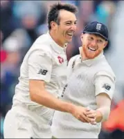  ?? AFP ?? Toby RolandJone­s (left) became the sixth England player to bag five or more wickets on Test debut.