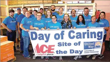  ??  ?? ACE Hardware built storage shelves for an area school for its Day of Caring project.