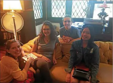  ?? PHOTO PROVIDED ?? From left, Saratoga Springs High School Students Grace Alberti, Stephanie Wertheim, Drew Burke and Eugenia Moore are part of the school’s Yaddo Club, which spent the year on research projects based on the history of Saratoga Springs.