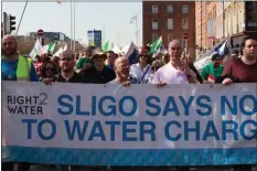  ??  ?? Sligo Right2Wate­r campaigner­s participat­e in Saturday’s national protest.