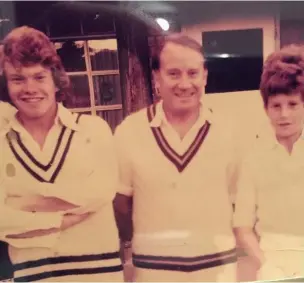  ??  ?? ●● Tim Skelton pictured (left) with dad Chris and younger brother James during his cricketing youth