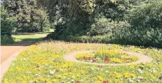  ??  ?? Dieses Beet befindet sich ebenfalls im Nordpark. Innerhalb des Rondells befand sich einst ein Wasserbeck­en.