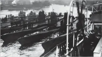  ??  ?? A new crop of German U-Boats massed in Kiel harbor in 1917